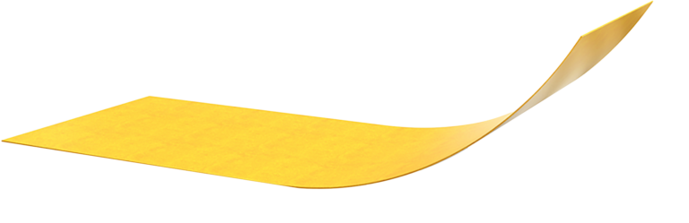 Schéma 3D d'un liner jaune pour un adhésif