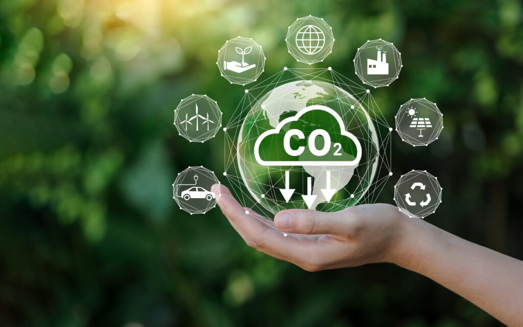 Image montrant une une bulle de Co2 entourée de bulles représentant les énergies