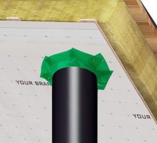 Image 3D d'un adhésif vert recouvrant une zone de jointage